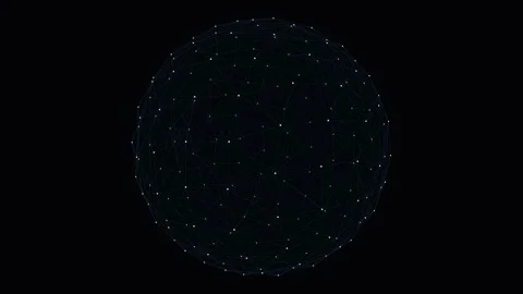 White Glowing Node Sphere with Interconnected Blue Network Lines Rotating i.. Видео 345982018