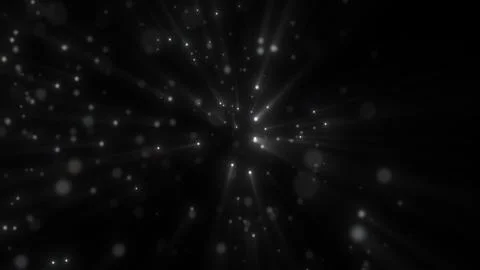 White glowing particles and soft streaks radiating from darkness, creating .. Stock Illustration