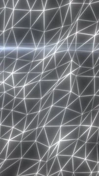 White glowing polygon network with connected wireframe lines, low-poly geomet Stock Illustration