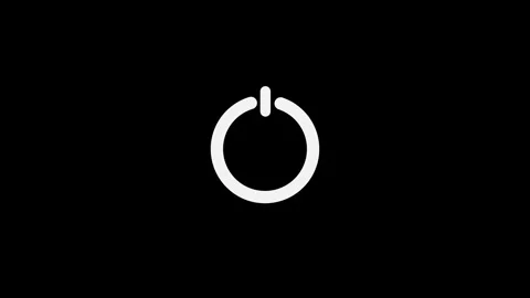 White glowing power button icon on/off animation on black 動画素材 331526704