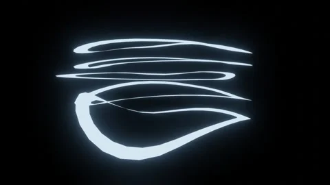 White Glowing Ring Lines Rotating on Dark Abstract Background Video stock 342624685