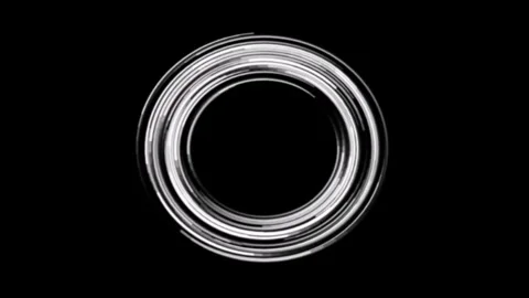 White glowing rotating concentric circles and abstract spiral lines on dark.. Stock Footage 342723689