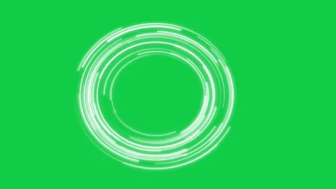 White glowing rotating concentric circles and abstract spiral lines on gree.. 스톡 동영상 342723692