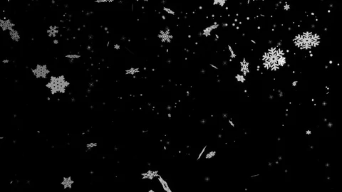 White glowing snowflakes falling on a black background loop v2 Stock Footage