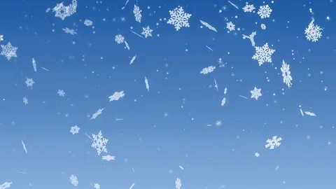 White glowing snowflakes falling on a cool blue background loop v2 Stock Footage 99125910