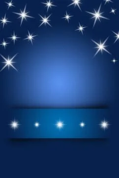White glowing stars with border on blue background Stock Illustration
