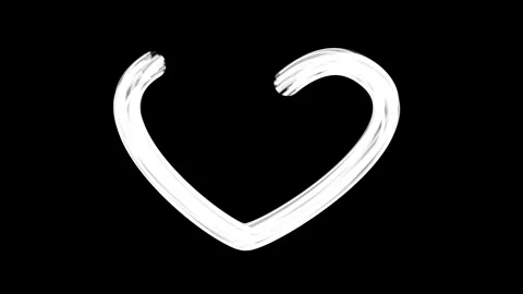 White glowing stroke animation on black background forming a heart shape Video stock 320184432