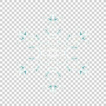 White glowing transparent snowflake, isolated icon. Png illustration. Illustrazione stock