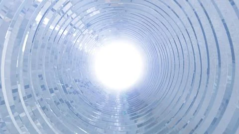 White glowing tunnel with concentric circular patterns Stock Illustration