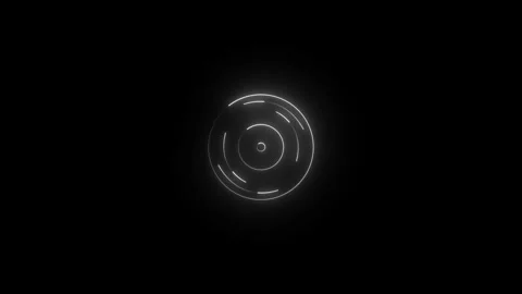 White glowing vcd disc animation - abstract retro cd music platter and neon. Stock Footage 340342216