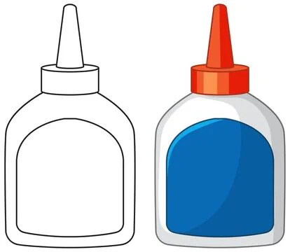 White Glue Bottle Vector Illustration in Color and Line Art Stock Illustration