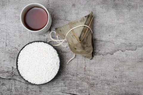 White glutinous rice  and glutinous rice dumpling Stock Photos