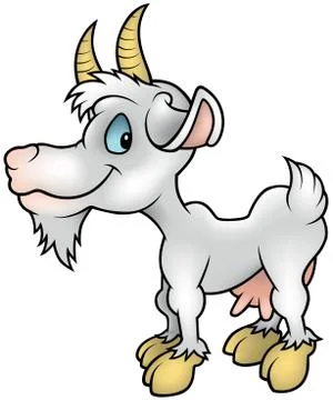 White Goat Standing Stock Illustration
