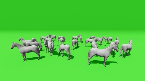 White Goats Group 3D Render with Green Background Video stock 312973075
