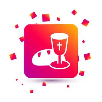 White Goblet and bread icon isolated on white background. Bread and wine cup Stock Illustration