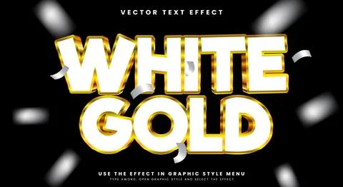 White Gold 3D Editable Text effect Template Stock Illustration