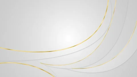 White gold abstract wave background smooth paper layers, curved metallic lines Stock Footage 334103067