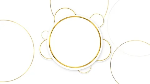 White gold circle frame clean central round space, metallic rings, elegant minim Stock Footage 340455814