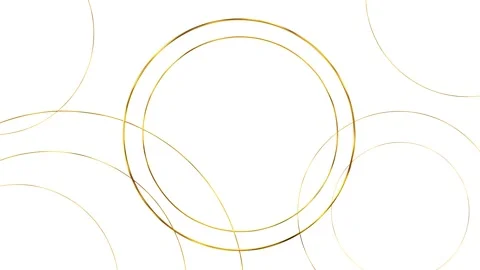 White gold circular line elegant orbit curves, clean open space, soft minimal de Stock Footage 340469677