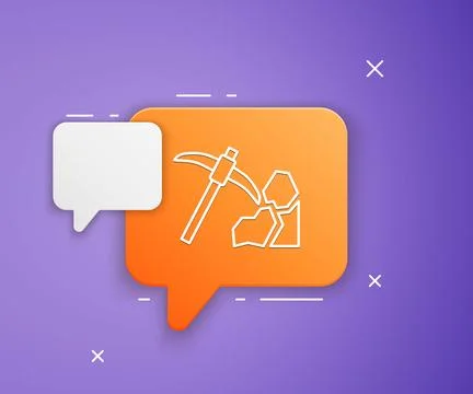 White Gold mining icon isolated on purple background. Orange speech bubble .. Stock Illustration