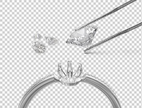 White gold or silver ring without gemstone and Excellent cut diamonds held .. Stock Illustration