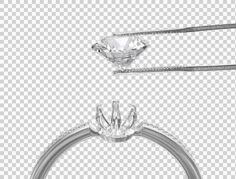 White gold or silver ring without gemstone and Excellent cut diamonds held .. 스톡 일러스트