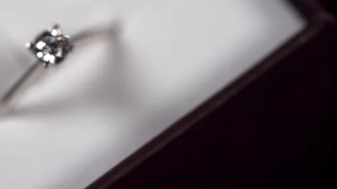 White gold ring with diamond. Video stock 310226738