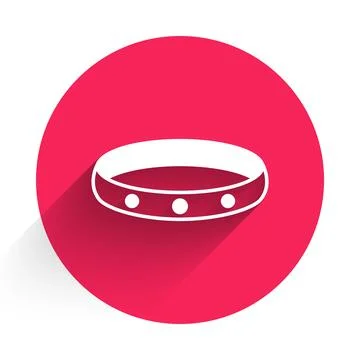 White Gold ring icon isolated with long shadow background. Red circle butto.. Stock Illustration
