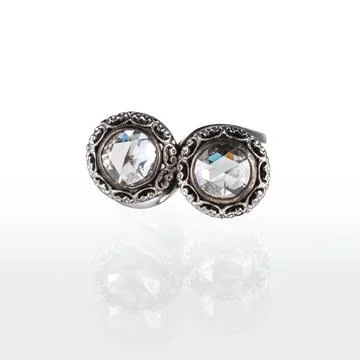 White gold ring with two brilliant Stock Photos