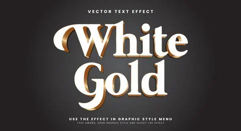 White Gold sparkle style editable text effect Ilustración de archivo