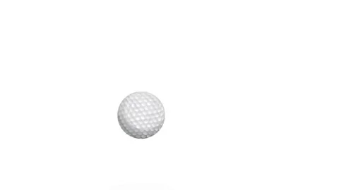 White Golf Ball Bouncing and Rolling Across a Minimalist White Background Stock Footage 344717795