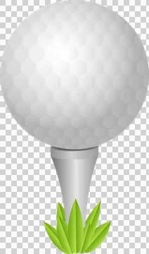 A white golf ball with a geometric texture is perched on a silver tee surro.. Stock Illustration