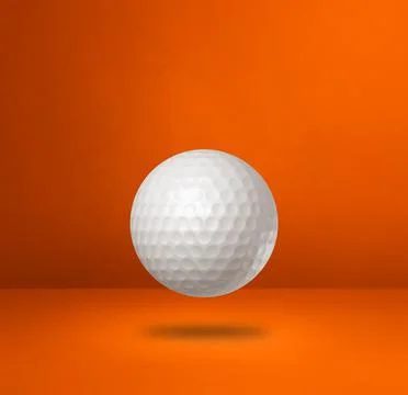 White golf ball on a orange studio background Stock Illustration