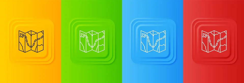White Golf course layout icon isolated on colorful background. Set icons in.. Stock Illustration