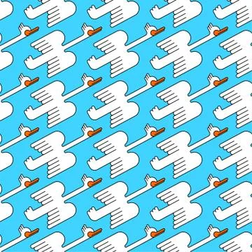 White goose flying pattern seamless. ducks bird of passage background. vector Illustrazione stock