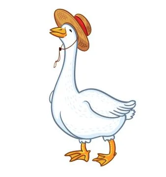 White goose with a hat isolated on white background, male goose Stock Illustration