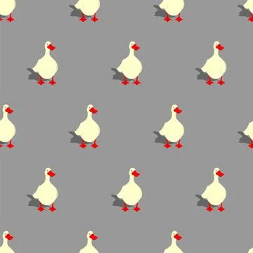 White goose Pattern seamless. waterfowl  Background. Baby fabric texture Stock Illustration