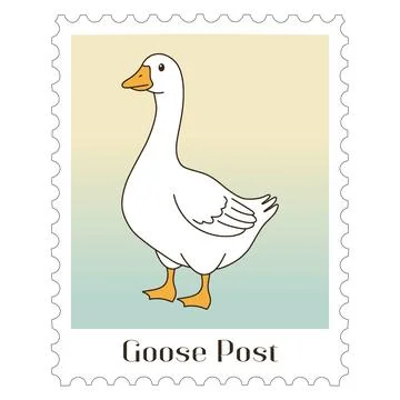 White goose post stamp for mail delivery Stock-Illustration
