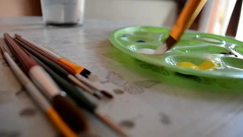 White gouache paint Stock Footage 130227980