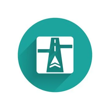 White Gps device with map icon isolated with long shadow. Green circle button Stock Illustration