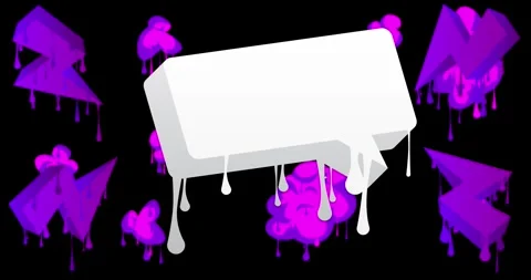 White graffiti speech bubble black background with purple elements Stock Footage 241288228