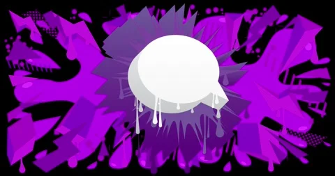 White graffiti speech bubble with busy purple elements on black background Stock Footage 241288253