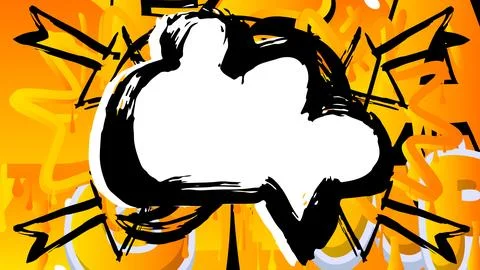 White Graffiti speech bubble on yellow and black background. Abstract moder.. 库存插图