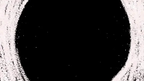 White grainy transition with circular suction on black screen. Shaking flakes Stock Footage 329199678