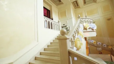White granite staircase Stock Footage 69142206