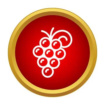 White grape cluster icon on red background Stock Illustration