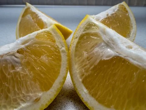 White grapefruit cut into slices Stock Photos