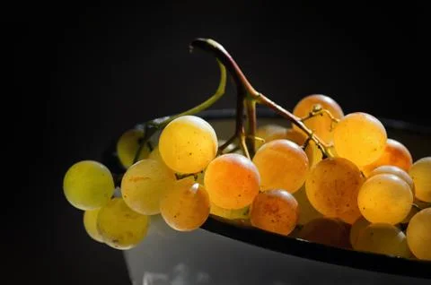 White Grapes In A Colander Stock Photos