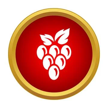 White grapes icon on red circle background Stock Illustration