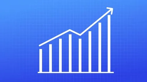 White graph bar on a blue background. Stock Illustration